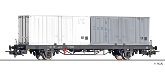 Tillig 77073 - H0 - Containertragwagen ČSD Intrans, DR, Ep. IV